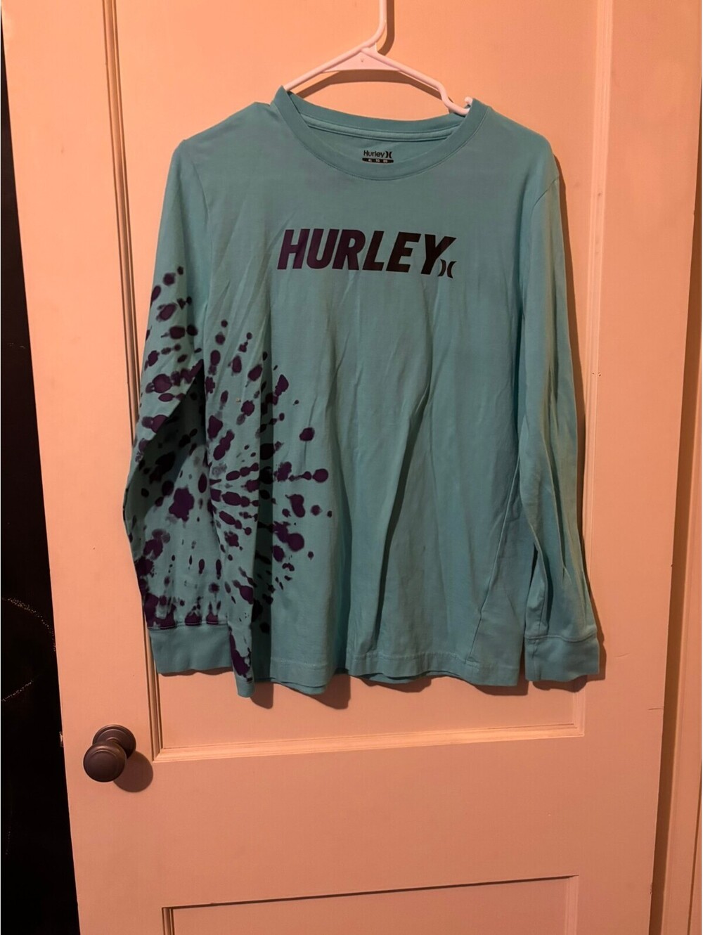 Hurley aqua long sleeve graphic tee XL